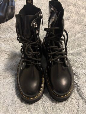 Dr. Martens Black Combat Boots with Yellow Stitching